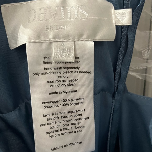 David’s bridal steel blue bridesmaid dress. NWT. Spaghetti strap full skirt. - Picture 7 of 7